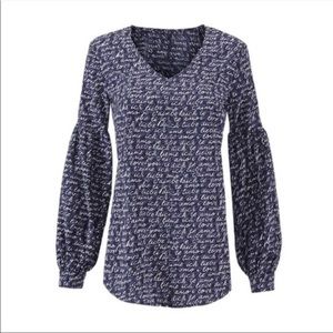 CAbi Te Amo “I Love You” Print Blouse